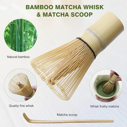 MOMI 4-Piece Matcha Set – Bowl, Whisk, Holder & Scoop + FREE Sieve