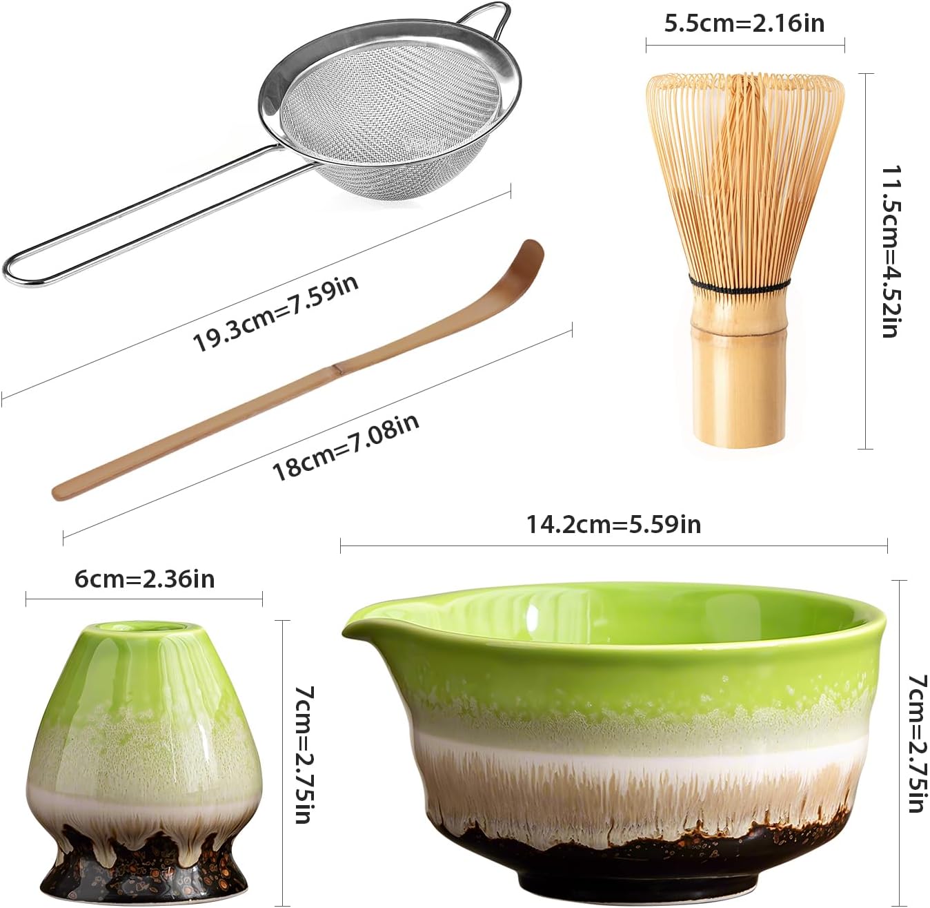 MOMI Glazed Spring Matcha Set – Bowl, Whisk, Holder & Scoop