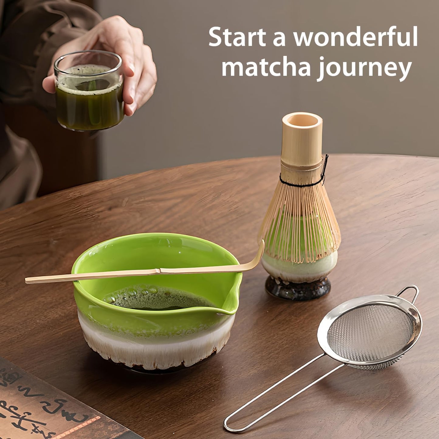 MOMI Glazed Spring Matcha Set – Bowl, Whisk, Holder & Scoop