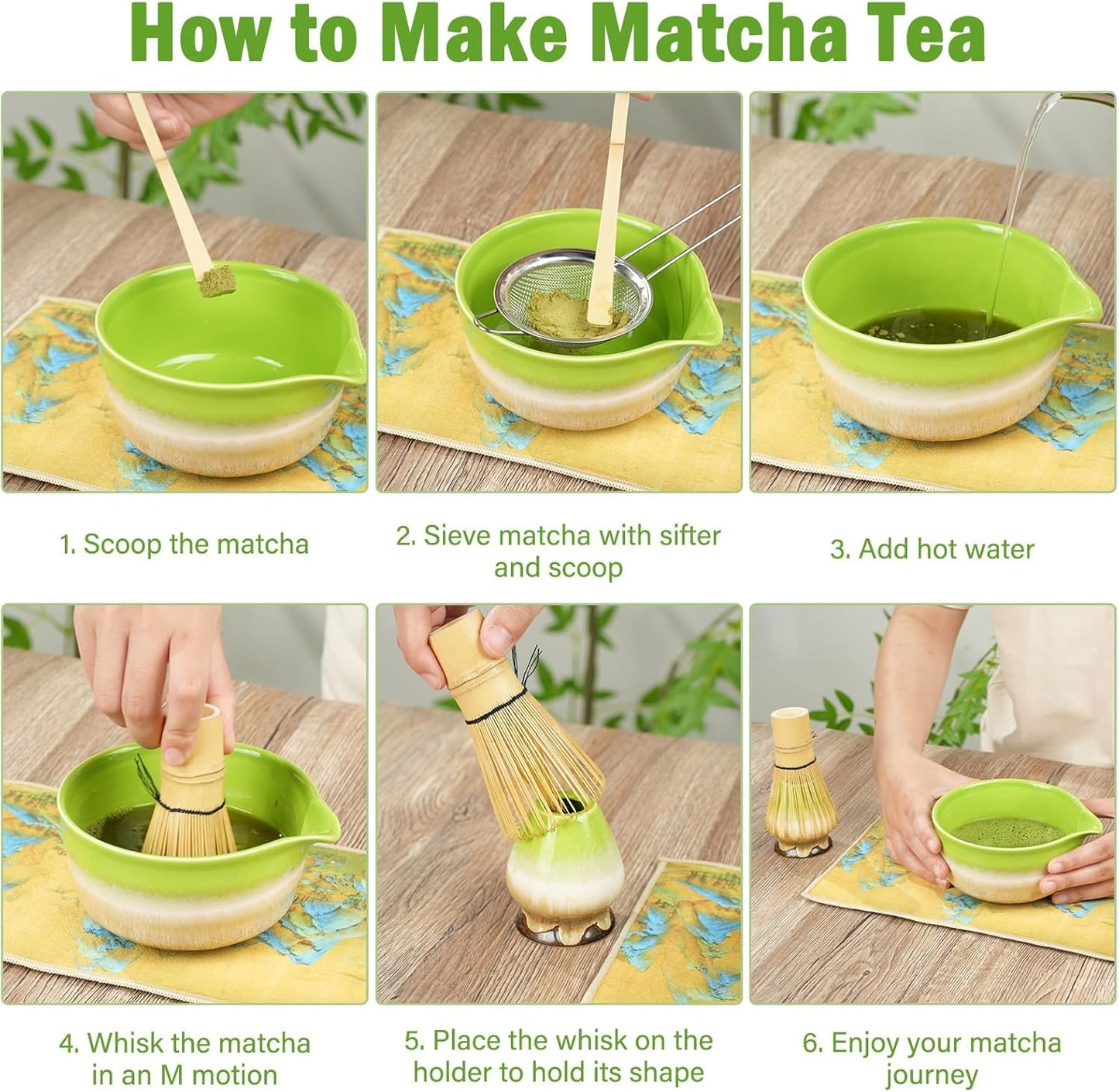 MOMI Glazed Spring Matcha Set – Bowl, Whisk, Holder & Scoop