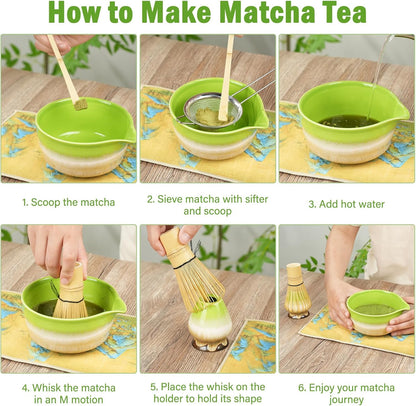 MOMI Glazed Spring Matcha Set – Bowl, Whisk, Holder & Scoop