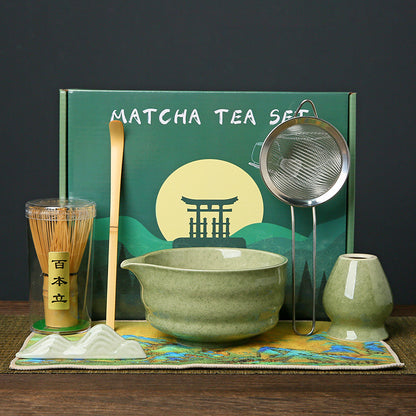 MOMI 4-Piece Matcha Set – Bowl, Whisk, Holder & Scoop + FREE Sieve