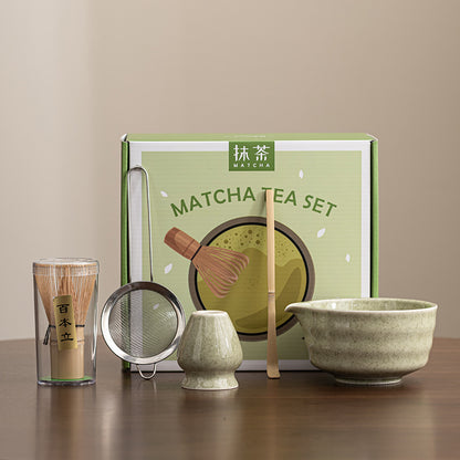MOMI 4-Piece Matcha Set – Bowl, Whisk, Holder & Scoop + FREE Sieve