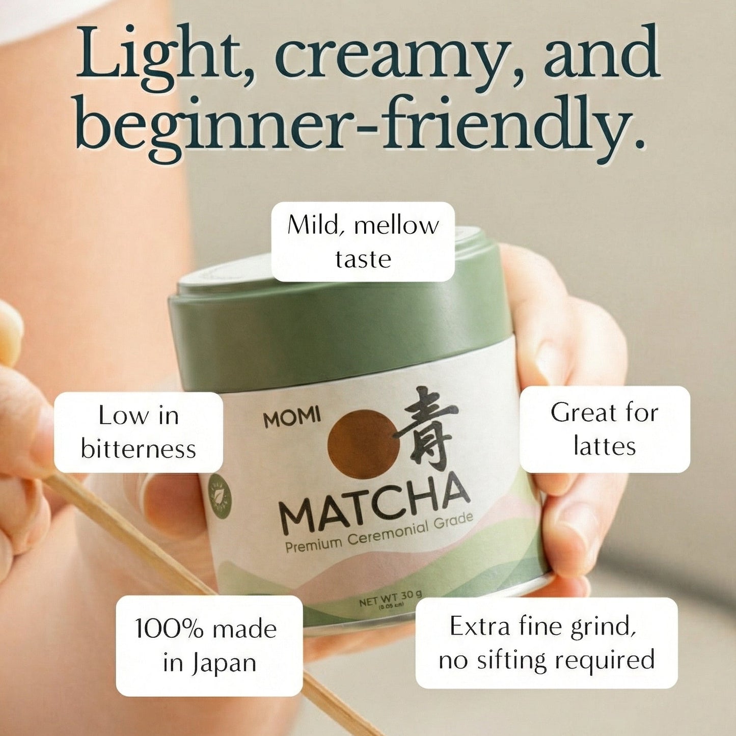 MOMI Ceremonial Matcha — Calm Energy. Sharp Focus. No Crash.
