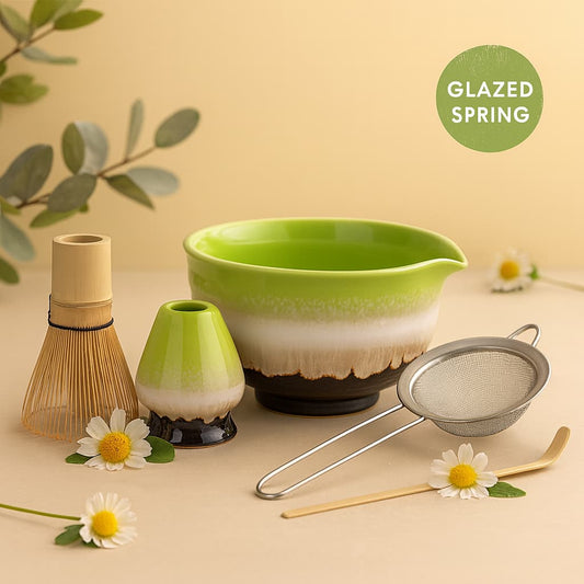 MOMI Glazed Spring Matcha Set – Bowl, Whisk, Holder & Scoop